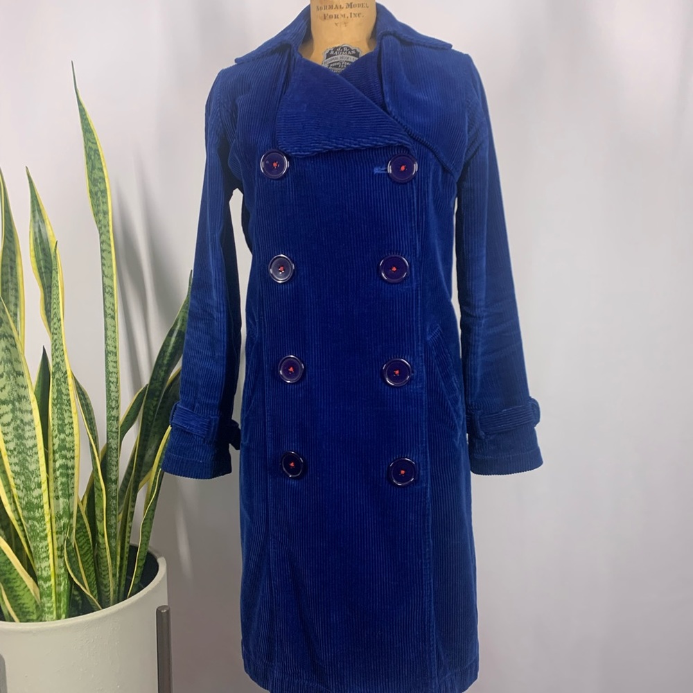 Double breasted corduroy jacket.
